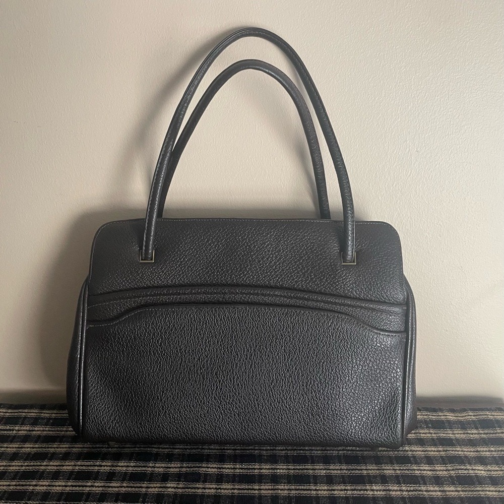 Vintage 1960 Rambler By Hadia Structured Brown Top Handle Purse Kiss Lock #598